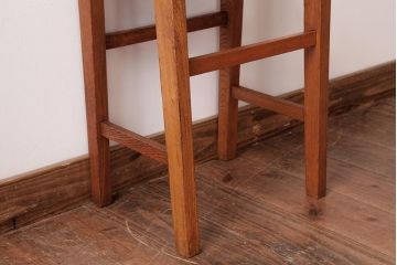 レトロ家具　昭和レトロ　ケヤキ材　メンズライクにもおすすめなグレーのファブリックのスツール(椅子)