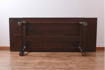 中古　松本民芸家具　特注品　シックなL・T型卓(バタフライテーブル、ダイニングテーブル)