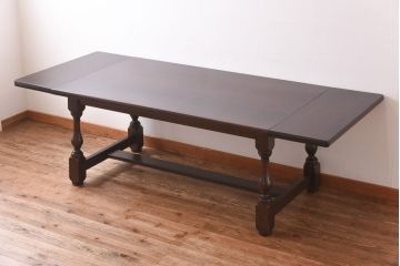 中古　松本民芸家具　特注品　シックなL・T型卓(バタフライテーブル、ダイニングテーブル)
