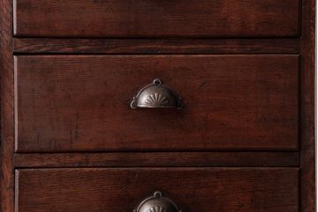 レトロ家具　和製アンティーク　栓材　レトロシックな鉄脚付きサイドチェスト(サイドキャビネット、引出し)