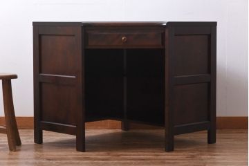 中古　北海道民芸家具　こだわりのお部屋づくりにおすすめなコーナーデスク(ワークデスク、机、在宅ワーク、在宅用)
