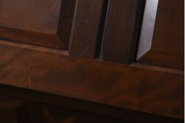 中古　松本民芸家具　シックな雰囲気漂うT型ライティングビューロー(ワークデスク、在宅ワーク、在宅用)(定価約31万円)(1)