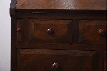 中古　松本民芸家具　シックな雰囲気漂うT型ライティングビューロー(ワークデスク、在宅ワーク、在宅用)(定価約31万円)(1)