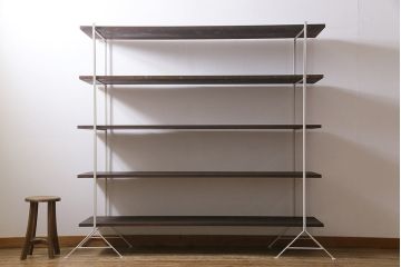 ラフジュ工房オリジナル　ホワイト　ペイントアイアンラック【大】・奥行広め(陳列棚、飾り棚、店舗什器)