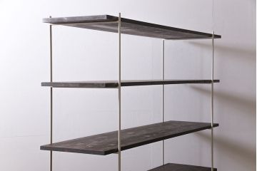 ラフジュ工房オリジナル　ホワイト　ペイントアイアンラック【大】・奥行広め(陳列棚、飾り棚、店舗什器)