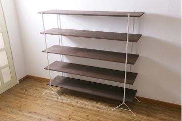 ラフジュ工房オリジナル　ホワイト　ペイントアイアンラック【大】・奥行広め(陳列棚、飾り棚、店舗什器)