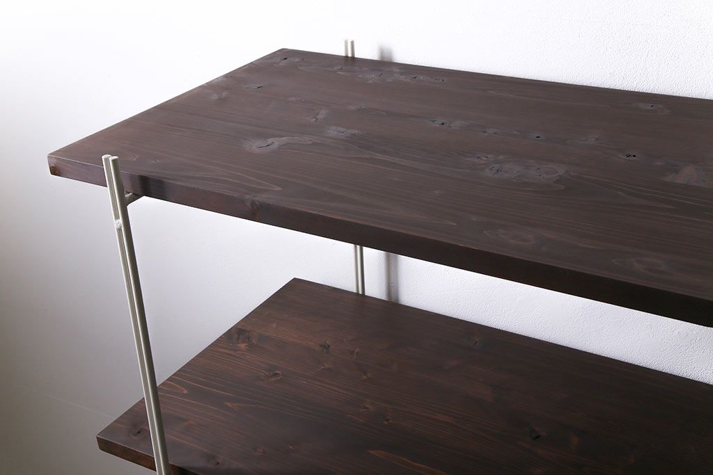 ラフジュ工房オリジナル　ホワイト　ペイントアイアンラック【大】・奥行広め(陳列棚、飾り棚、店舗什器)