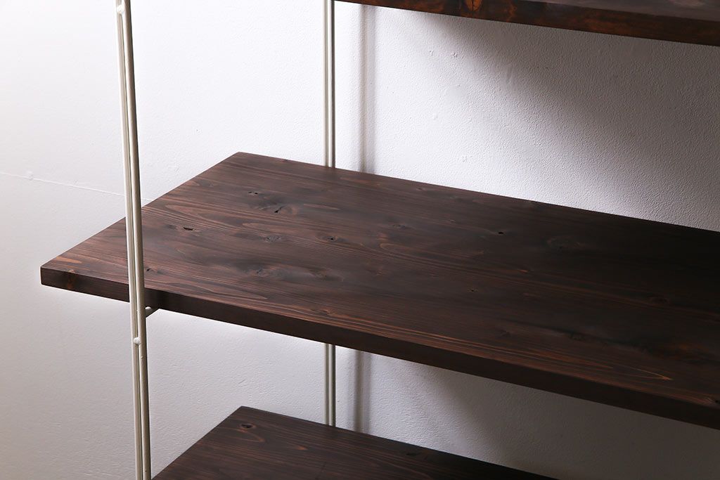 ラフジュ工房オリジナル　ホワイト　ペイントアイアンラック【大】・奥行広め(陳列棚、飾り棚、店舗什器)