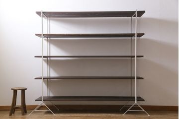 ラフジュ工房オリジナル　ホワイト　ペイントアイアンラック【大】・奥行広め(陳列棚、飾り棚、店舗什器)