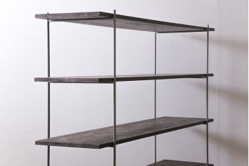 ラフジュ工房オリジナル　青緑色　ペイントアイアンラック【大】・奥行広め(陳列棚、飾り棚、店舗什器)