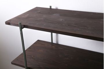 ラフジュ工房オリジナル　青緑色　ペイントアイアンラック【大】・奥行広め(陳列棚、飾り棚、店舗什器)