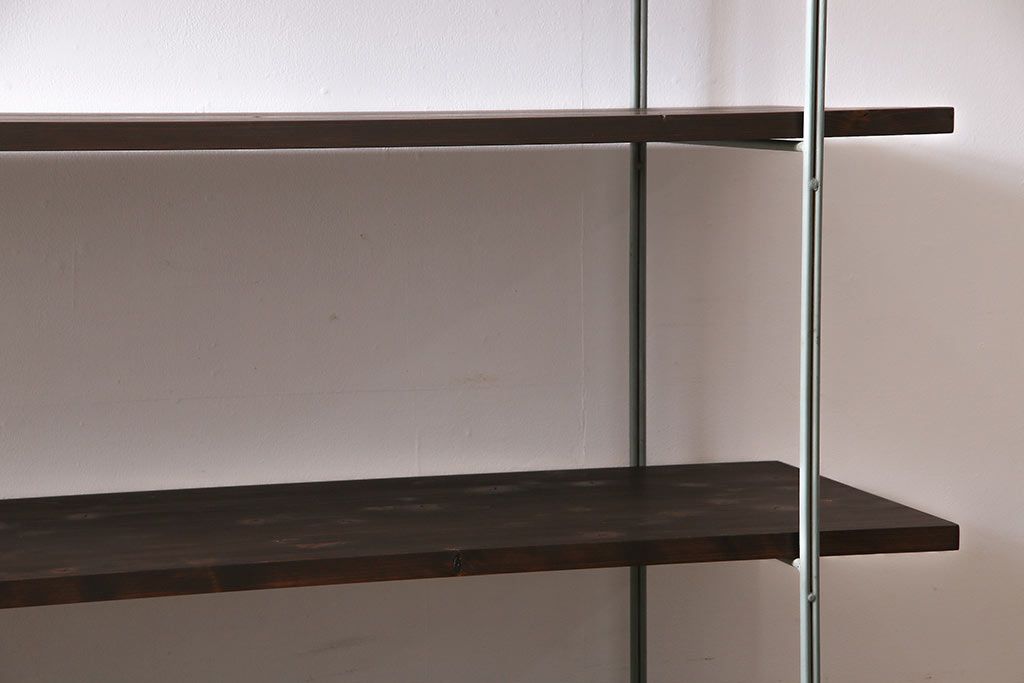 ラフジュ工房オリジナル　青緑色　ペイントアイアンラック【大】・奥行広め(陳列棚、飾り棚、店舗什器)