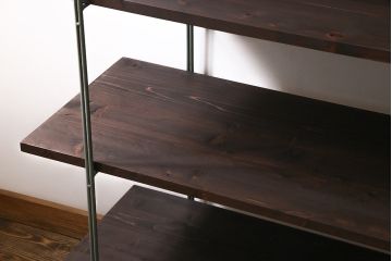 ラフジュ工房オリジナル　青緑色　ペイントアイアンラック【大】・奥行広め(陳列棚、飾り棚、店舗什器)