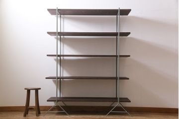 ラフジュ工房オリジナル　青緑色　ペイントアイアンラック【小】・奥行広め(陳列棚、飾り棚、店舗什器)