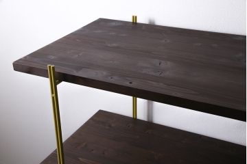 ラフジュ工房オリジナル　イエロー　ペイントアイアンラック(中)・奥行広め(陳列棚、飾り棚、店舗什器)