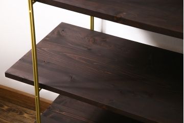 ラフジュ工房オリジナル　イエロー　ペイントアイアンラック(中)・奥行広め(陳列棚、飾り棚、店舗什器)