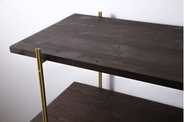 ラフジュ工房オリジナル　イエロー　ペイントアイアンラック(小)・奥行広め(陳列棚、飾り棚、店舗什器)