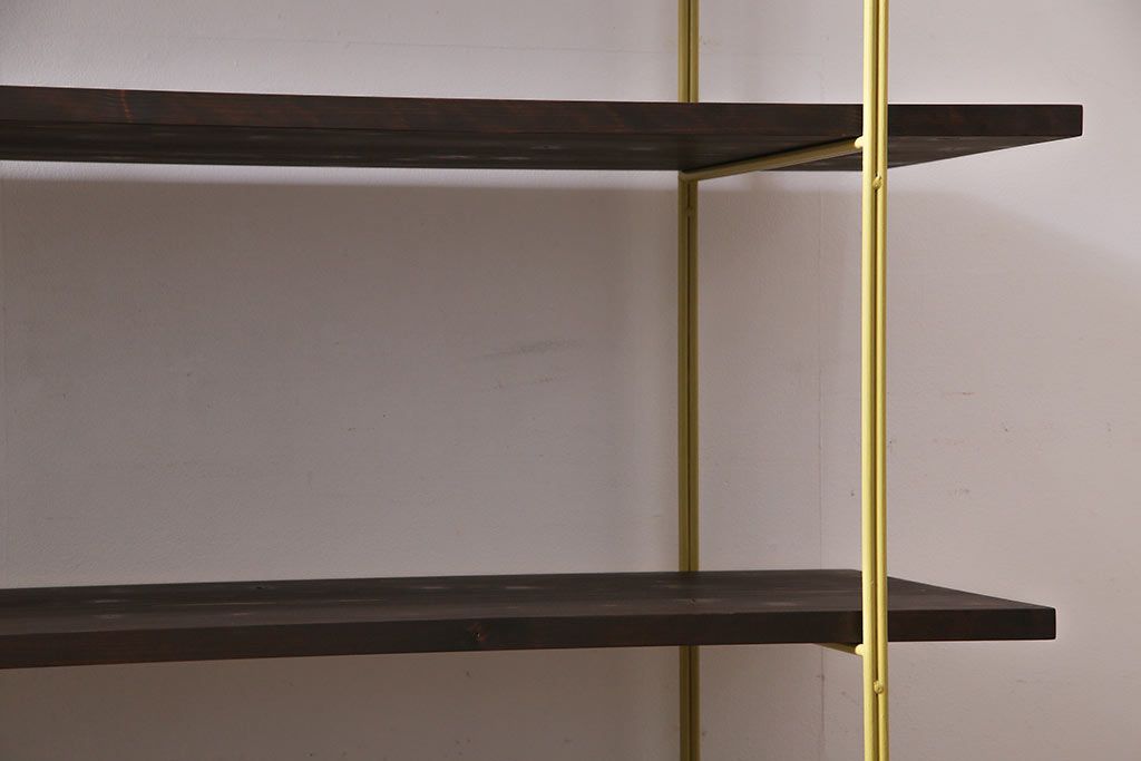 ラフジュ工房オリジナル　イエロー　ペイントアイアンラック(小)・奥行広め(陳列棚、飾り棚、店舗什器)