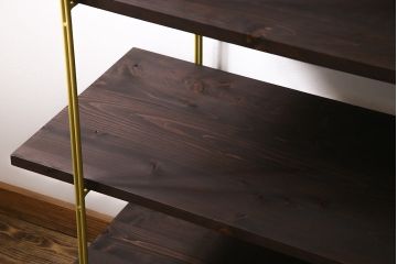 ラフジュ工房オリジナル　イエロー　ペイントアイアンラック(小)・奥行広め(陳列棚、飾り棚、店舗什器)