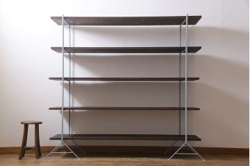 ラフジュ工房オリジナル　水色　ペイントアイアンラック【大】・奥行広め(陳列棚、飾り棚、店舗什器)