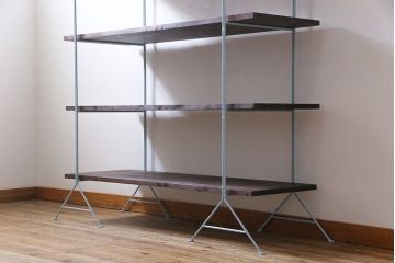 ラフジュ工房オリジナル　水色　ペイントアイアンラック【小】・奥行広め(陳列棚、飾り棚、店舗什器)