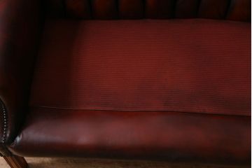 ヴィンテージ家具　イギリスビンテージ　本革　チェスターフィールド　ウィングバックソファ(ウイングバック、2人掛け)