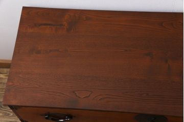 アンティーク家具　和製アンティーク　リメイク　桜丸金具　黒い金具がアクセントの米沢箪笥ローボード(ローチェスト、引き出し、和タンス)