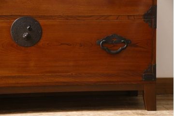 アンティーク家具　和製アンティーク　リメイク　桜丸金具　黒い金具がアクセントの米沢箪笥ローボード(ローチェスト、引き出し、和タンス)