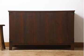 アンティーク家具　和製アンティーク　リメイク　桜丸金具　黒い金具がアクセントの米沢箪笥ローボード(ローチェスト、引き出し、和タンス)