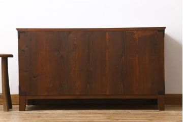 アンティーク家具　和製アンティーク　リメイク　桜丸金具　片開き戸付き米沢箪笥ローボード(ローチェスト、引き出し、和タンス)