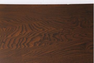 アンティーク家具　昭和初期　栗材　天板一枚板　ダイナミックな木目が目を引く小振りのワークデスク(両袖机、在宅ワーク、在宅用)