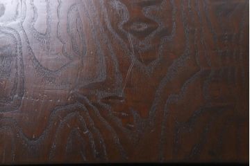 アンティーク家具　昭和初期　栗材　天板一枚板　ダイナミックな木目が目を引く小振りのワークデスク(両袖机、在宅ワーク、在宅用)