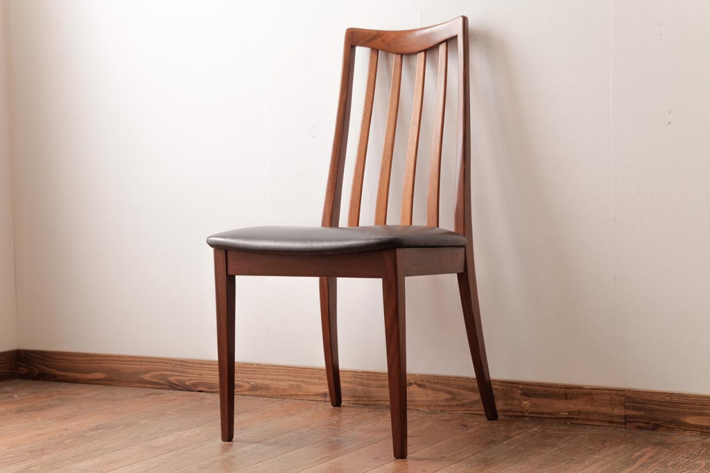 アンティーク家具　G-PLAN(ジープラン)　レザーの座面がシックなダイニングチェア(ワークチェア、椅子)(3)