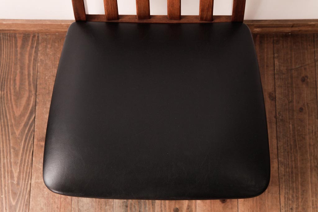 アンティーク家具　G-PLAN(ジープラン)　レザーの座面がシックなダイニングチェア(ワークチェア、椅子)(3)