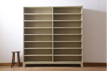 昭和中期　ペイント家具　学校で使われていた棚をリメイクしたオープンラック(収納棚、陳列棚)