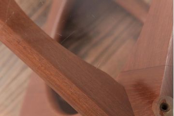 ビンテージ家具　北欧ヴィンテージ　チーク材　目を惹くデザインのガラストップローテーブル(カフェテーブル、リビングテーブル)