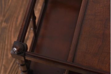 アンティーク家具　フランスアンティーク　高級品　マホガニー材　エレガントな佇まいが魅力のキャスター付きマガジンラック(サイドテーブル)