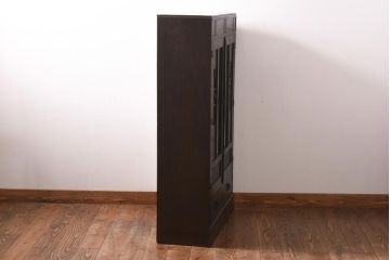 アンティーク家具　大正ロマン　栓材　当時物色ガラス　深みのある色味が魅力のブックケース(本箱、収納棚)