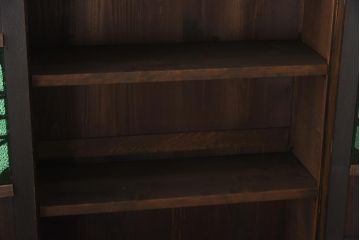 アンティーク家具　大正ロマン　栓材　当時物色ガラス　深みのある色味が魅力のブックケース(本箱、収納棚)