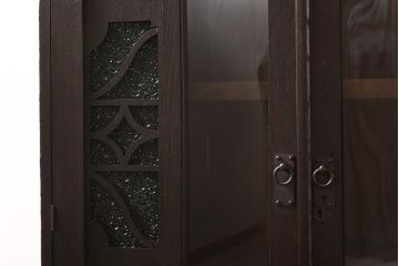 アンティーク家具　大正ロマン　栓材　当時物色ガラス　深みのある色味が魅力のブックケース(本箱、収納棚)