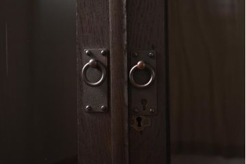 アンティーク家具　大正ロマン　栓材　当時物色ガラス　深みのある色味が魅力のブックケース(本箱、収納棚)