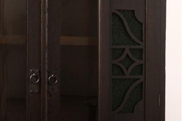 アンティーク家具　大正ロマン　栓材　当時物色ガラス　深みのある色味が魅力のブックケース(本箱、収納棚)