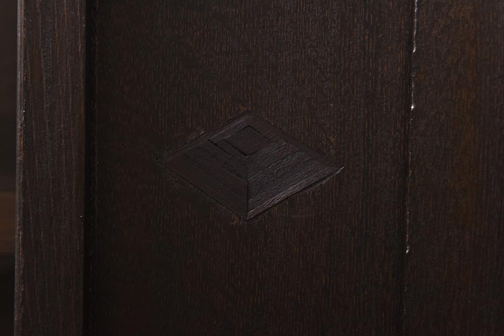 アンティーク家具　大正ロマン　栓材　当時物色ガラス　深みのある色味が魅力のブックケース(本箱、収納棚)