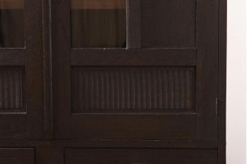 アンティーク家具　大正ロマン　栓材　当時物色ガラス　深みのある色味が魅力のブックケース(本箱、収納棚)