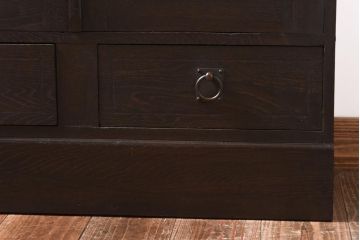 アンティーク家具　大正ロマン　栓材　当時物色ガラス　深みのある色味が魅力のブックケース(本箱、収納棚)