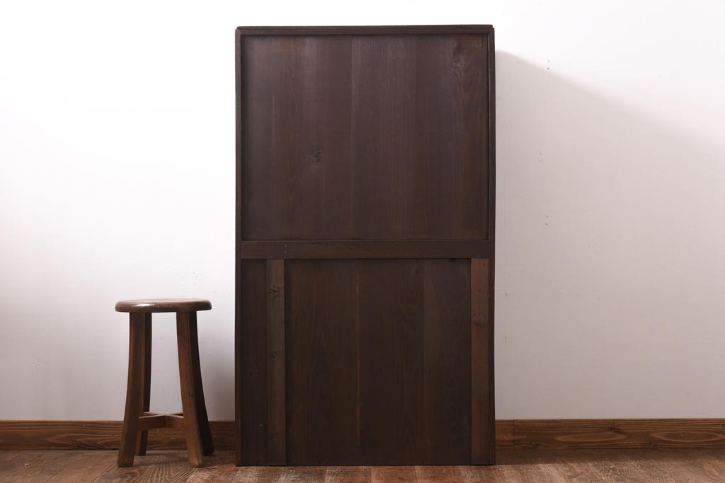 アンティーク家具　大正ロマン　栓材　当時物色ガラス　深みのある色味が魅力のブックケース(本箱、収納棚)