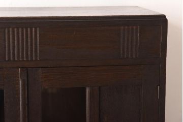 アンティーク家具　大正ロマン　栓材　当時物色ガラス　深みのある色味が魅力のブックケース(本箱、収納棚)