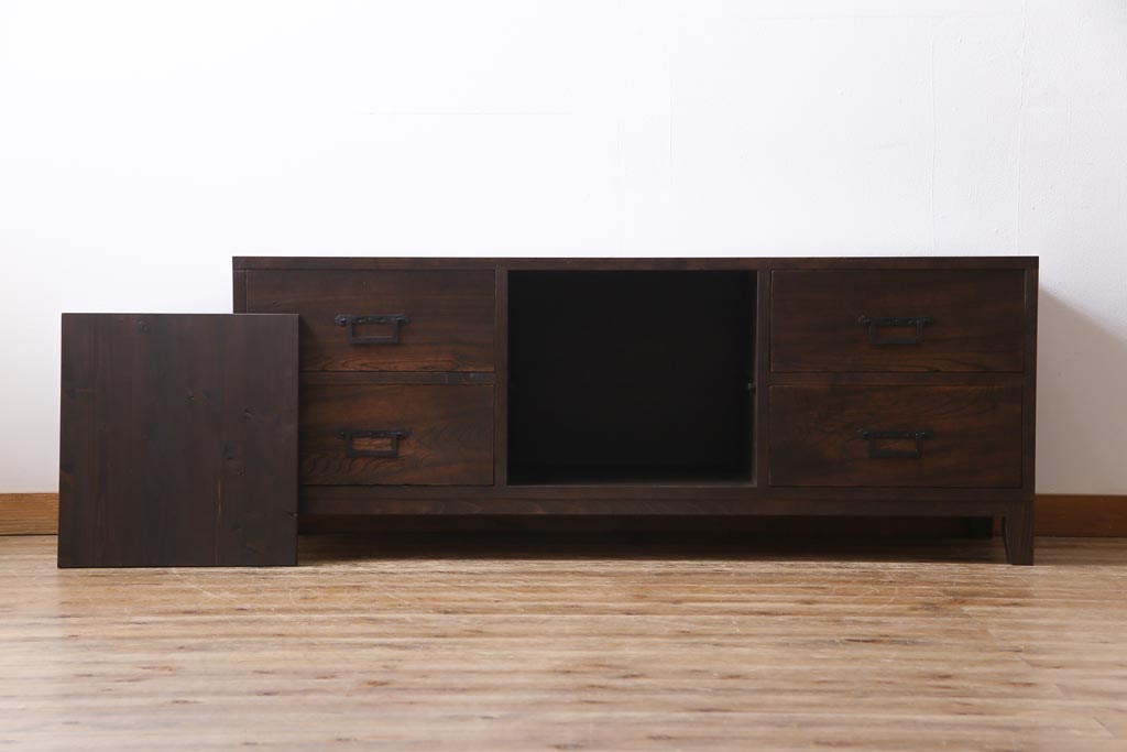 ラフジュ工房オリジナル　古い引き出しを活かしたローボード(リビングボード、引き出し)