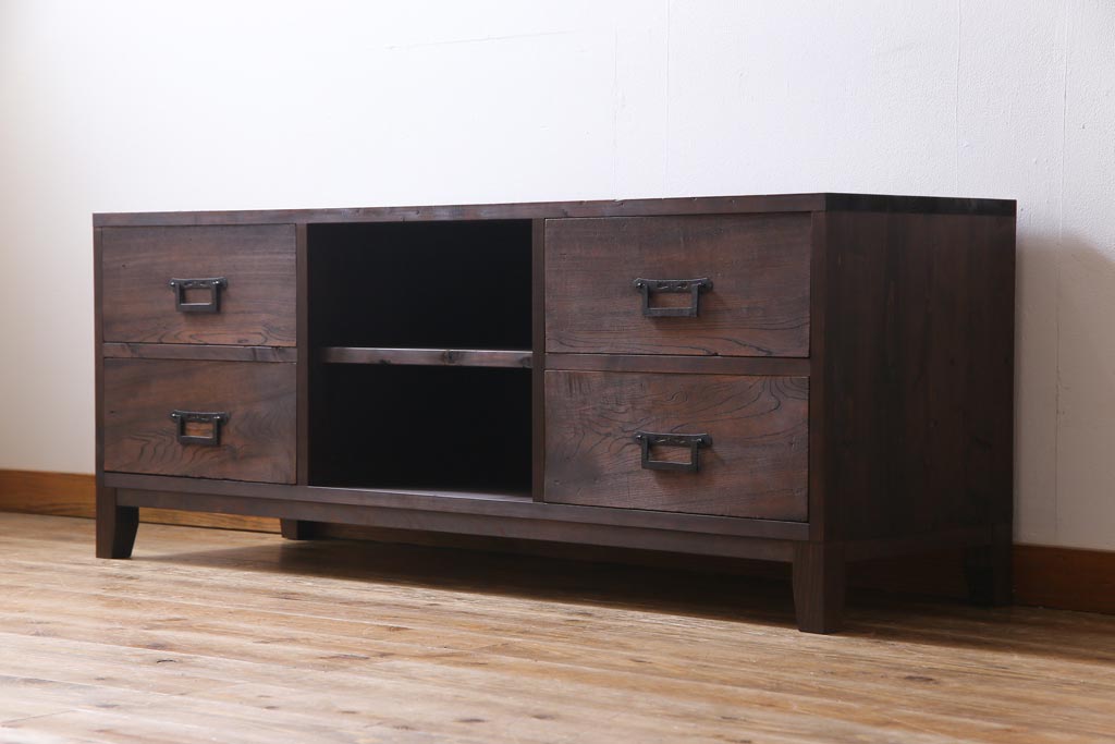 ラフジュ工房オリジナル　古い引き出しを活かしたローボード(リビングボード、引き出し)