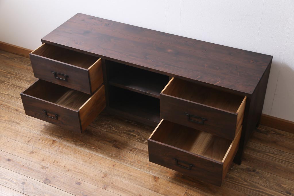 ラフジュ工房オリジナル　古い引き出しを活かしたローボード(リビングボード、引き出し)